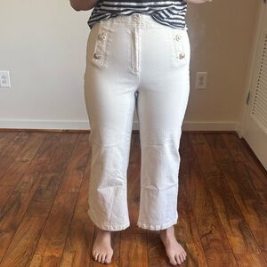 Ann Taylor Cropped White Jeans